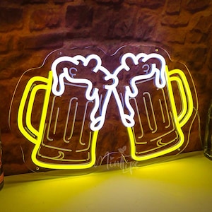 カスタムビールグラスネオンサイン、ビールネオンライト、ドリンク壁装飾、ホームバーネオンサイン、カスタムバーテーマサイン、乾杯