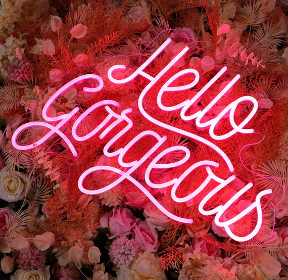 Hello gorgeous Neon Sign, Neon Sign Wall Decorations, Salon Decor, Home Decor Party, Engagement Gift for Her