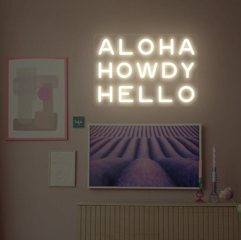 Aloha Howdy Hello Neon Sign | Eclectic Wall Decor - Etsy