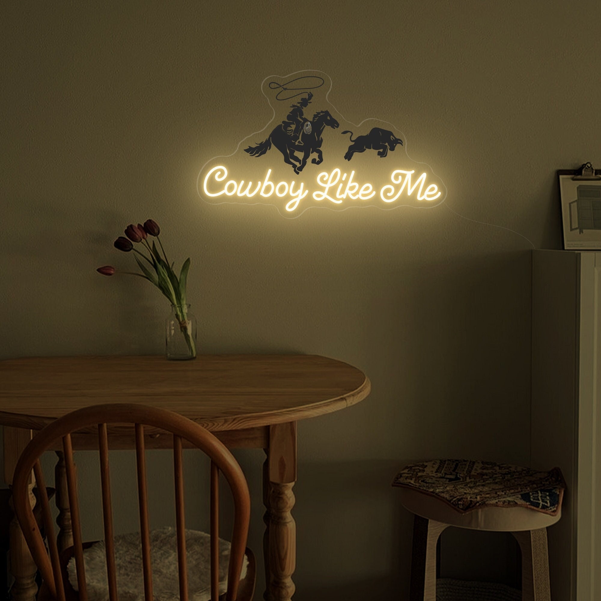 Cowboy Like Me LED Neon Sign| western cowboy vibes| Wild West Neon Sign| Country Music Lover Gift| Trendy Aesthetic Decor |Ranch wall Decor