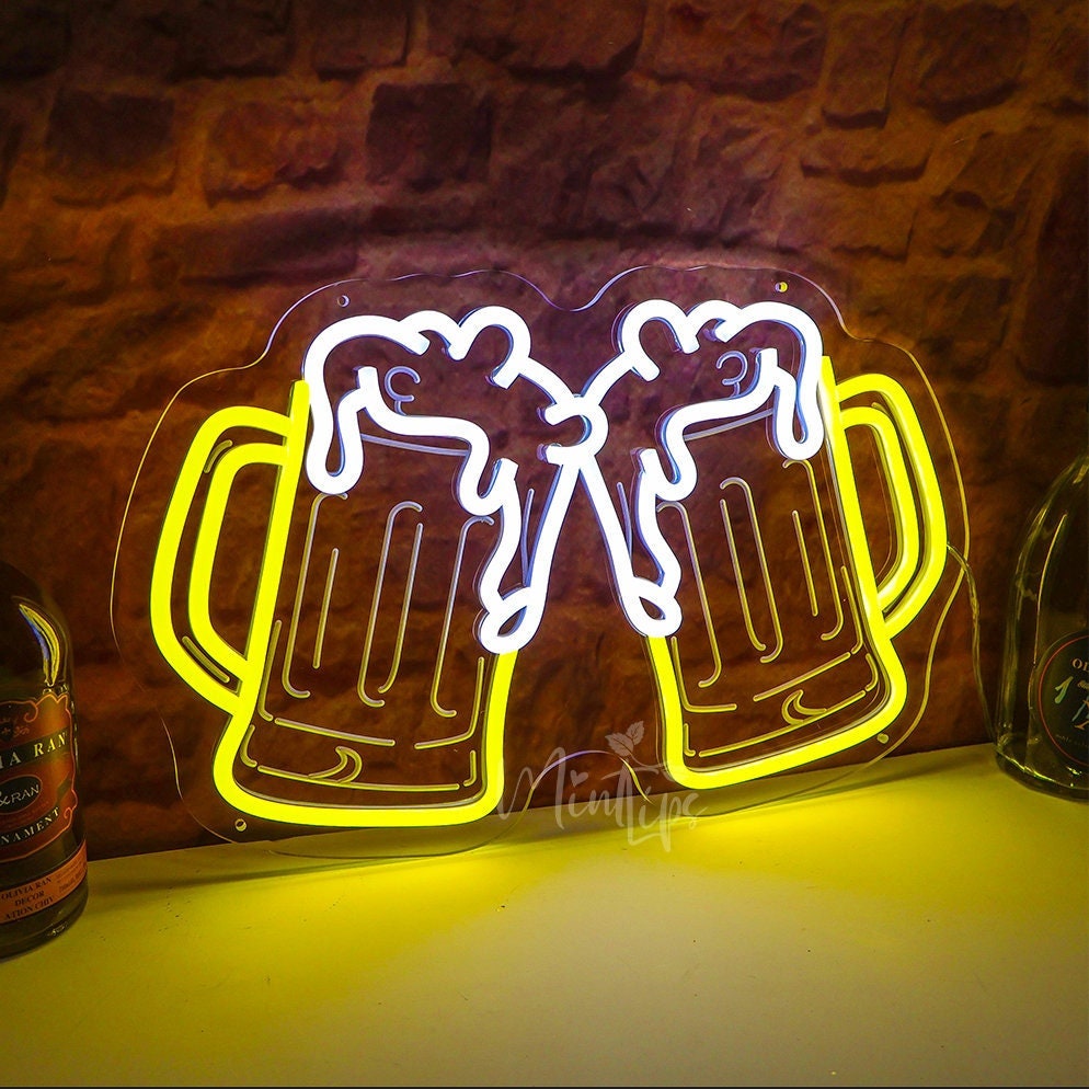 Custom Beer Glasses Neon Sign, Home Bar Decor - Etsy