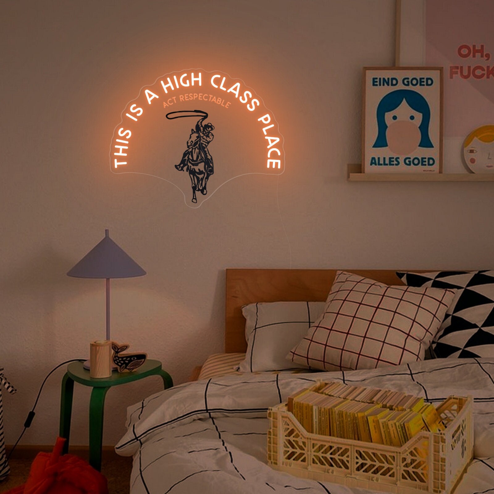 This Is A High Class Place Neon Sign|Cowboy/cowgirl Room Decor |cowboyparty decor |Trendy Aesthetic Decor |Ranch wall Decor| Cowboy Painting
