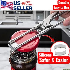Stainless Steel Can Opener & Adjustable Jar Lid Gripper – Multifunction Kitchen