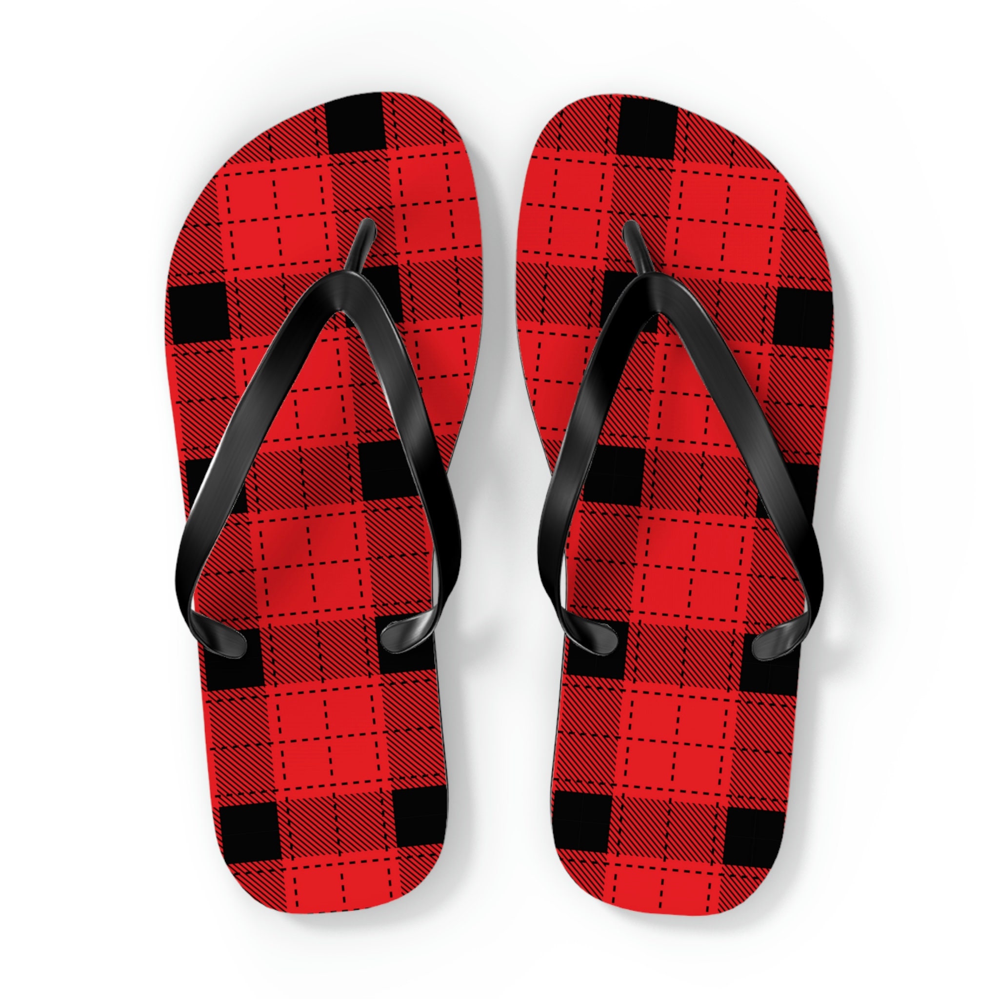 Red Plaid Flip Flops Fun Plaid Color Shoes Yoga Flip Flops - Etsy