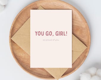 ¡Vamos, chica! – Tarjeta de ánimo, diseño minimalista y femenino (descarga digital)