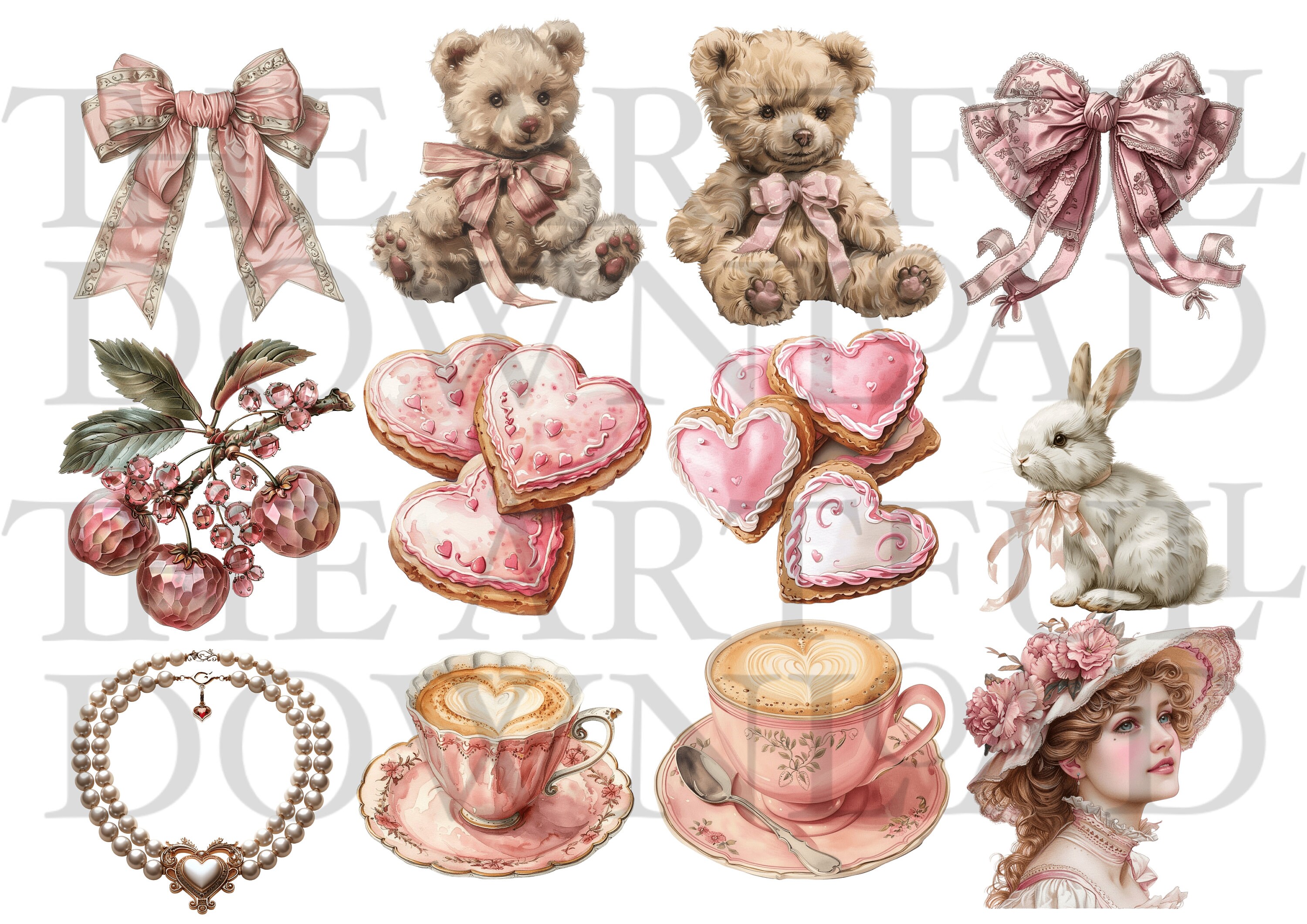 Coquette Clip Art, Png Images, Digital Product, Printable, Download