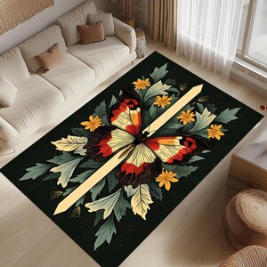 Butterfly Rug, Butterfly Design Rug, Butterfly Themed Rug, Home Decor Rug, Animal Area Rug,Living Room Rug,Colorful Butterfly Rug,Winged Rug