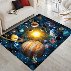 Space Rug, Sun Moon Rug, Galaxy Rug, Planet Rug, Astronomy Rug, Science Rug, Colorful Rug, Star Rug, Game Room Rug,Popular Rug,Fantastic Rug