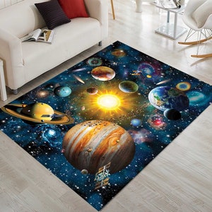 Space Rug, Sun Moon Rug,Galaxy Rug, Astronomy Rug, Science Rug, Colorful Rug, Gift For Him Her, Kids Room Rug, Fashion Rug, For Living Room