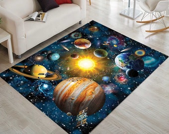 Space Rug, Sun Moon Rug,Galaxy Rug, Astronomy Rug, Science Rug, Colorful Rug, Gift For Him Her, Kids Room Rug, Fashion Rug, For Living Room