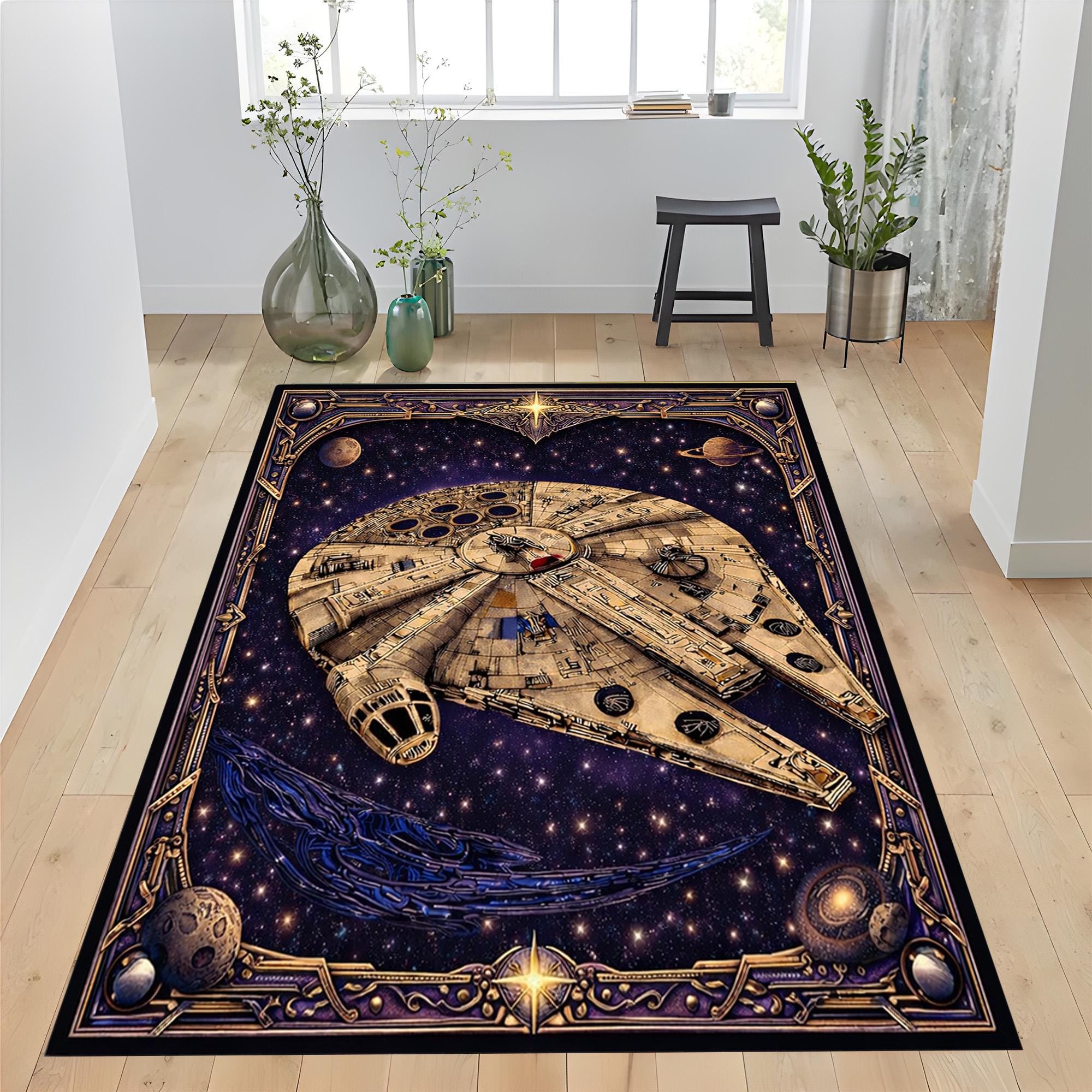 Millennium Falcon Rug: Star Wars Decor, Non-slip Cotton Base - Etsy