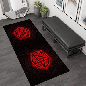 Devil Star Rug, Devil Runner Rug, Runner Rug, Devil Rug, Devil Star, Devil Pattern Rug, Satanic Rug, Star Rug, Devil Carpet, Devil Area Rug