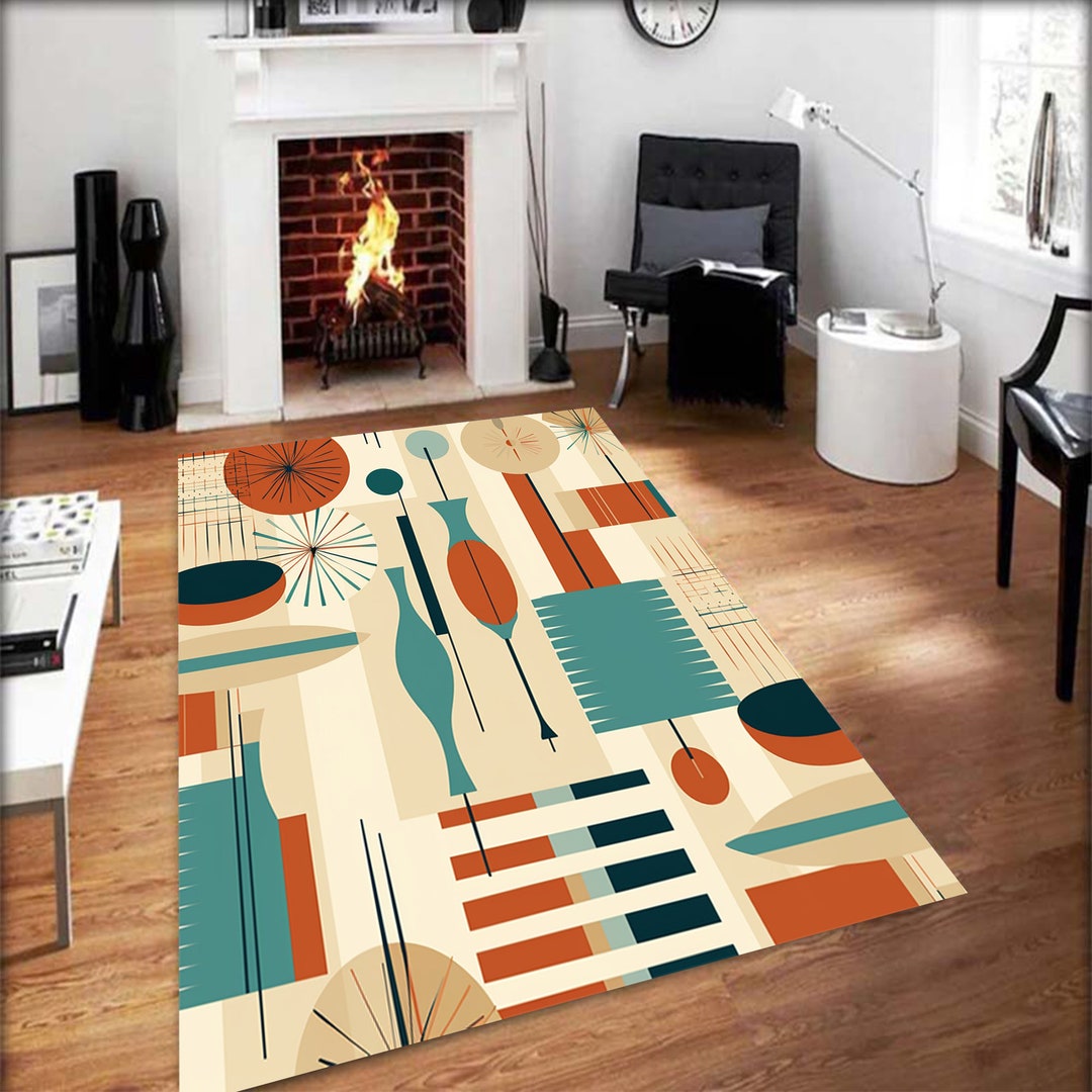 Mid Century Modern Rug, Mid Century Rug, Mid Century Pattern Rug, Mid Century Modern Carpet, Mid
