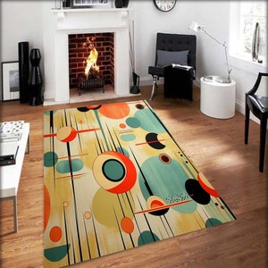 Mid Century Modern Rug, Mid Century Rug,Mid Century Pattern Rug,Mid Century Modern Carpet,Mid Century Modern Area Rug,Floor Rug,Office Decor