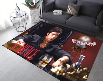 Scarface Rug: Tony Montana Movie Area Rug, Mafia Theme Decor