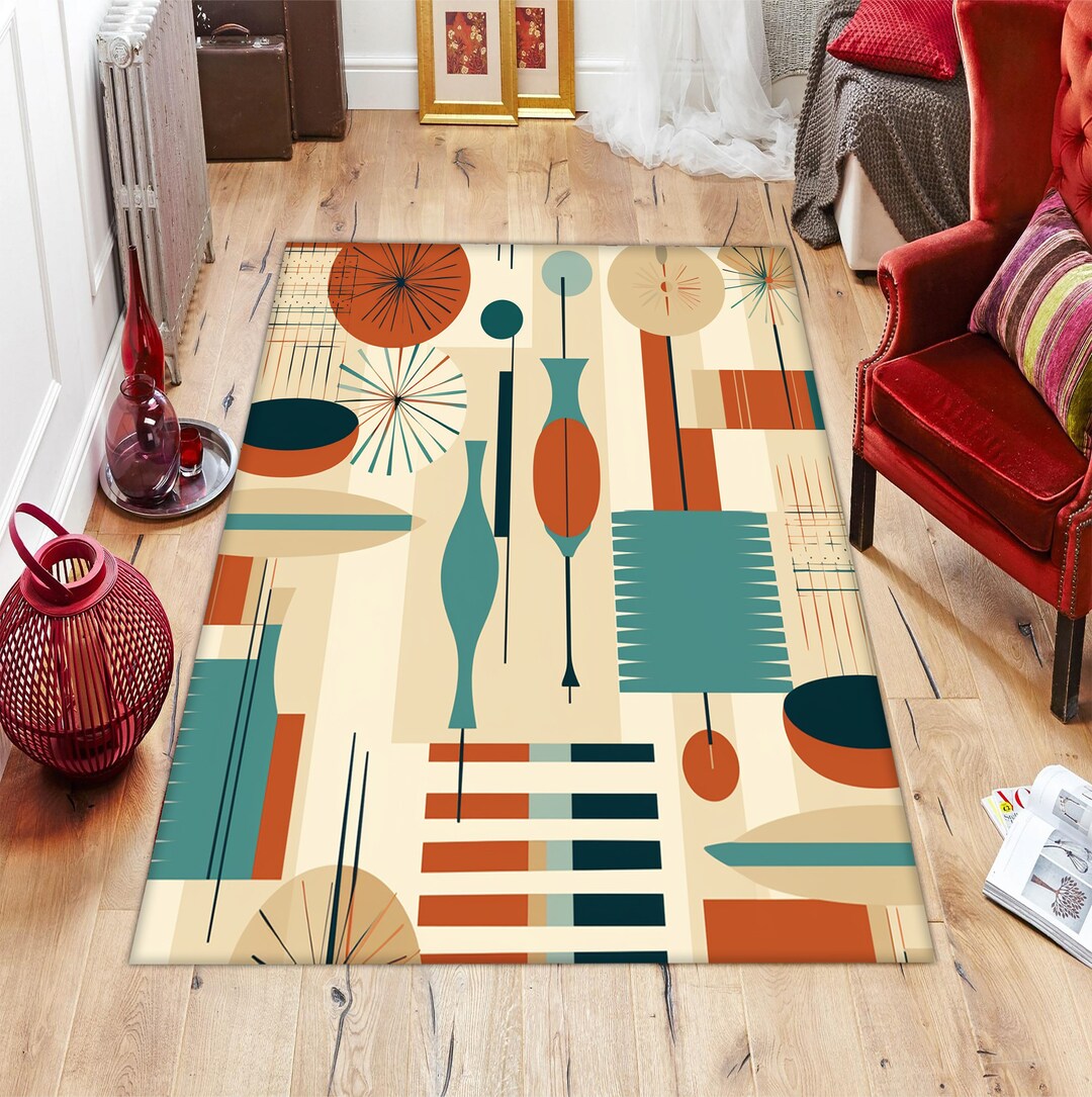 Mid Century Modern Rug Mid Century Rug Mid Century Pattern Etsy