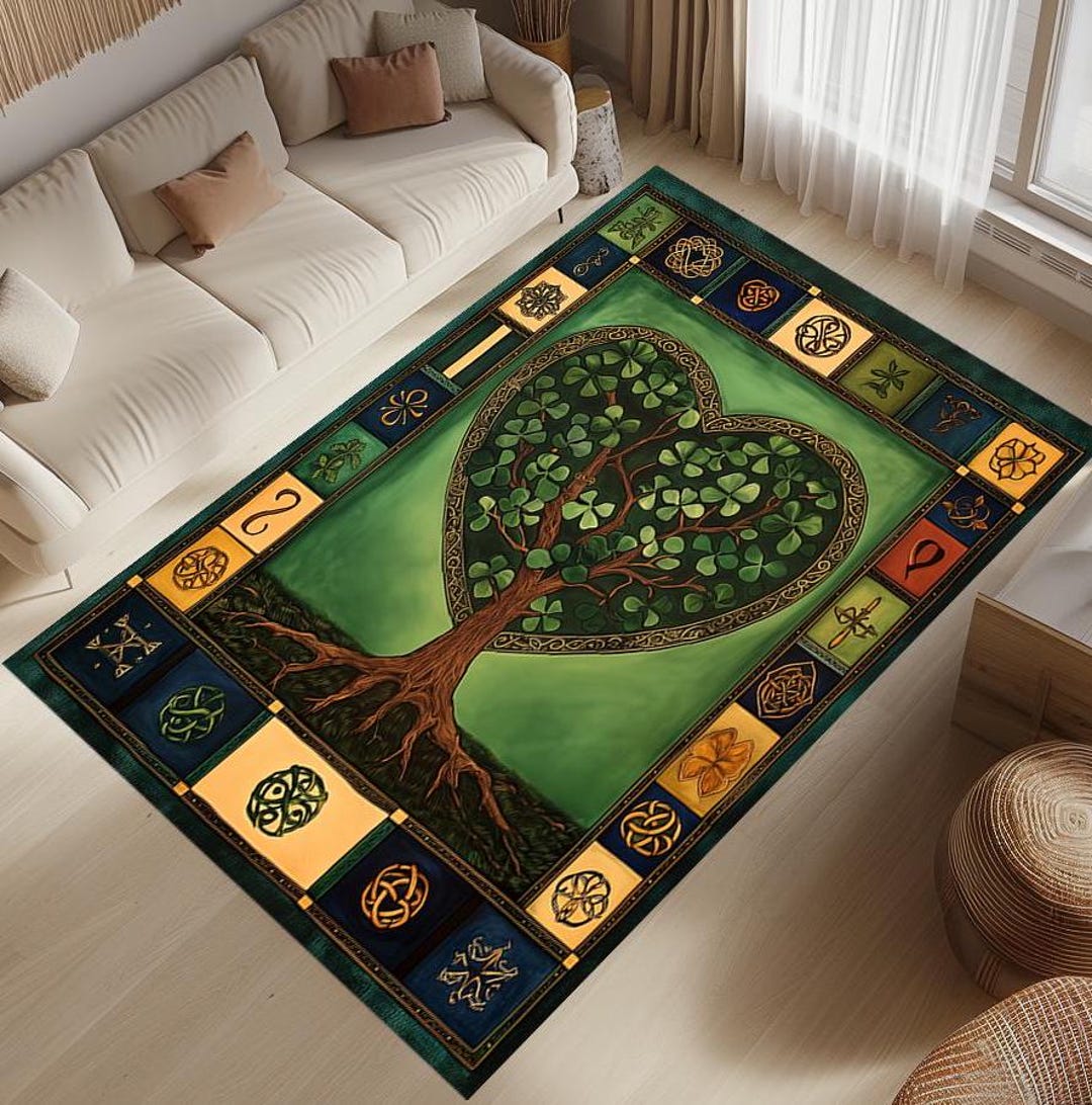 Clover Tree of Life Rug: Green Modern Home Decor - Etsy