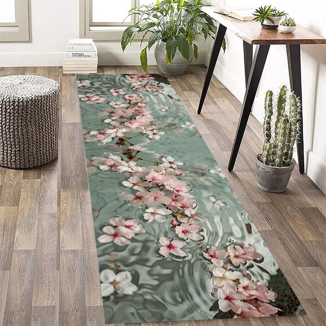 Pink Bloom Rug Pink Cherry Blossom Runner Rug: Spring Floral Hallway Carpet - Etsy