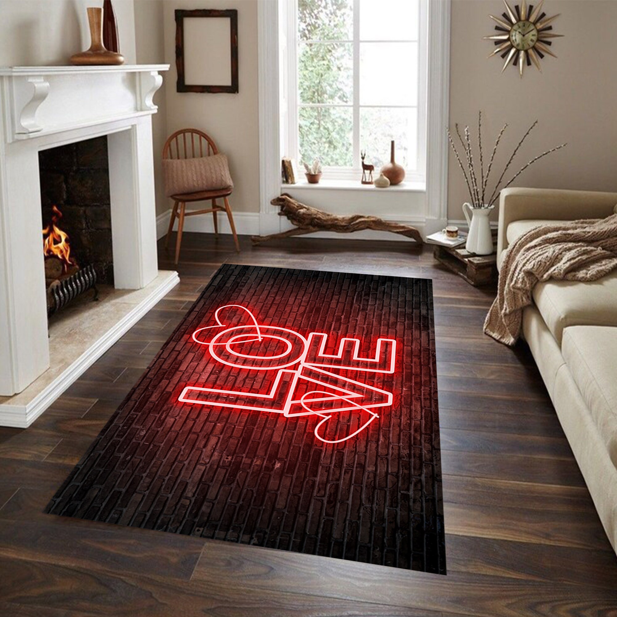 Discover Heart Theme Rug, Love Themed Rug, Sparkly Rug, Red Rose Rug, Valentine's Day Rug, Valentines Day, Valentines Rug, Love Rug, Romantic Rug