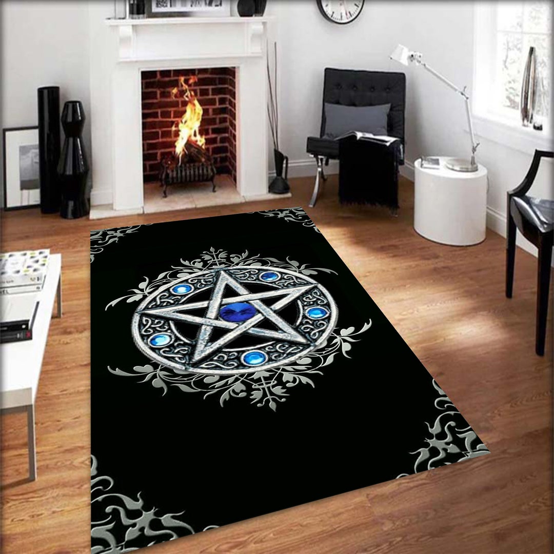 Satanic Area Rug Pentegram Rug,baphomet Rug,gothic Home Decor,satan Rug,witch Board Rug ...