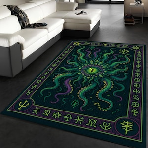 Lovecraftian Rug,Eldritch Eye Rug,Lovecraft Rug,Tentacle Rug,Cthulhu Rug,Ritual Rug, Gothic Fantasy Rug,Gothic Rug,Horror Decor,Modern Rug,