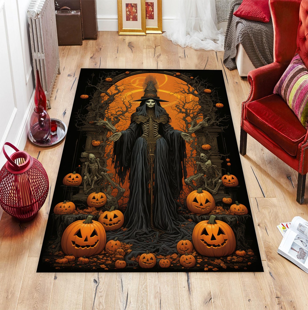 Halloween Rugs Halloween Decor Rug Pumpkin Pattern Etsy