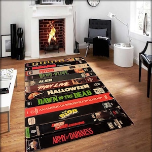 Horror Movie Rug, Nostalgic Retro Style Rug, Horror Movie Themed Rug, Movie Rug, Nostalgic Vhs Rug,Cinema Room Rug,Horror Rug,Movie Room Rug