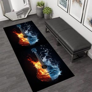 Guitar Runner Rug, Music Runner Rug, Neon Guitar Rug, Music Room Rug, Music Rug, Music Guitar Rug,Runner Rug,Musical Instrument Rug,Note Rug