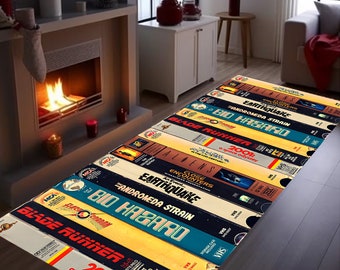 VHS Horror Movie Rug: Retro Cinema Room Decor