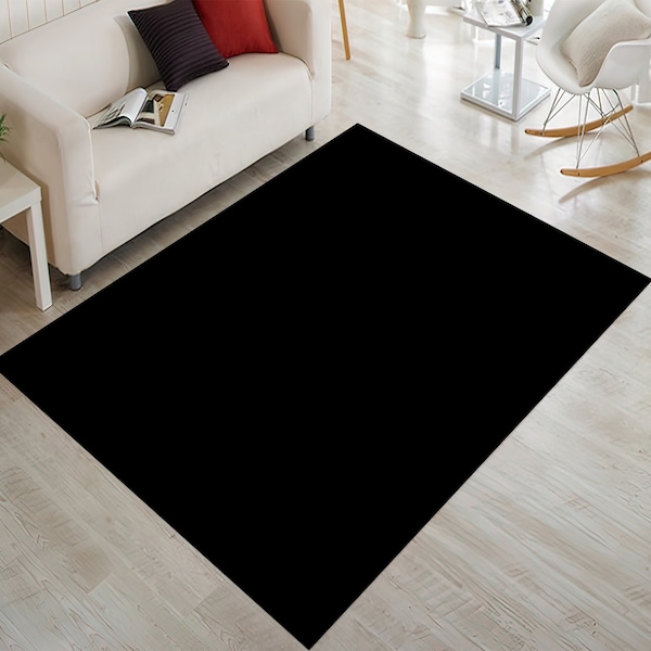 Plain Black Rug, Plain Black Living Room Rug, Black Rug, Ethnic Rug, Minimalist Rug, Salon Rug, Custom Rug, Floor Rug, Area Rug, Modern Rug