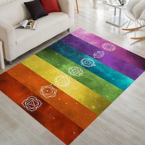 Chakra Rug Colorful Rainbow Rug Floor Rug Mat Spiritual Yoga