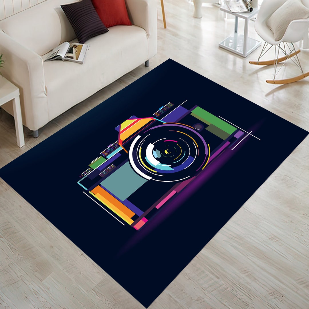 Camera Patterned Rug, Modern Abstract Photographer Rug, Non-slip - Etsy ...