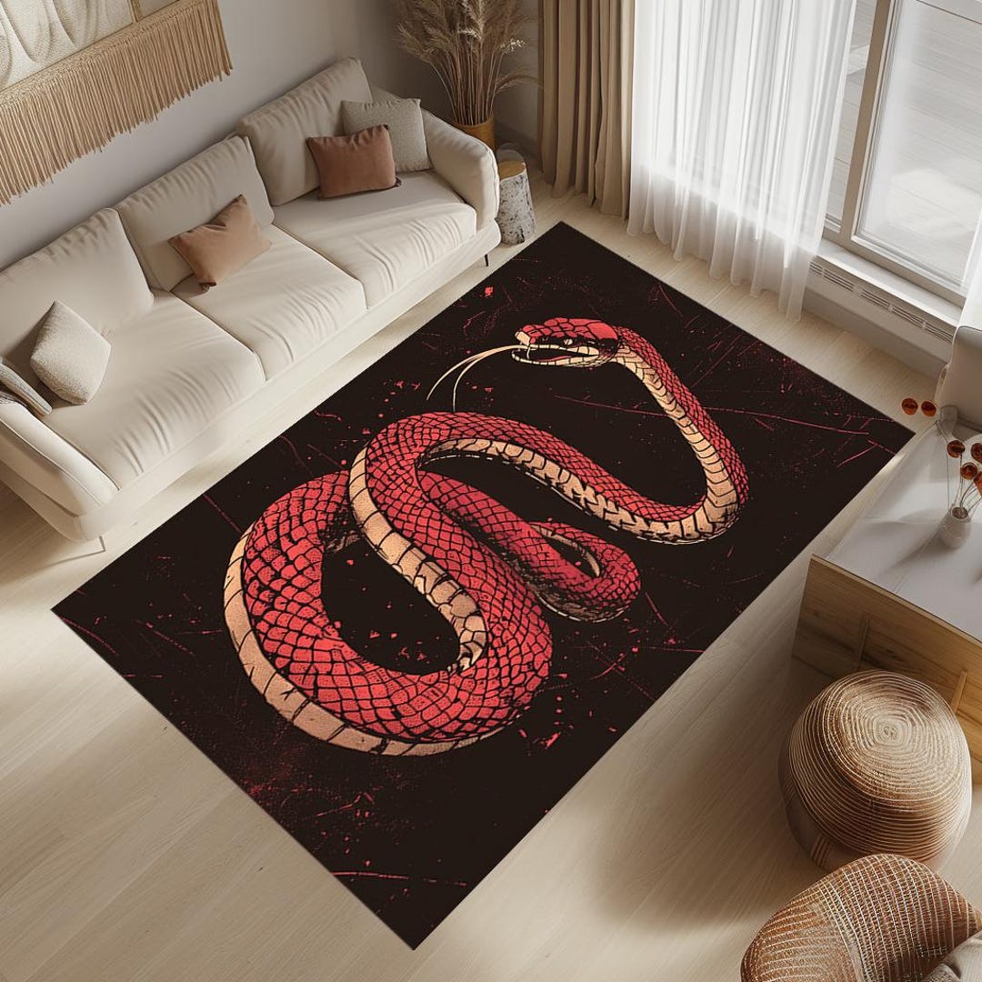 Snake Rug, Snake Decor Rug, Snake Design Rug,animal Area Rug,red Snake ...