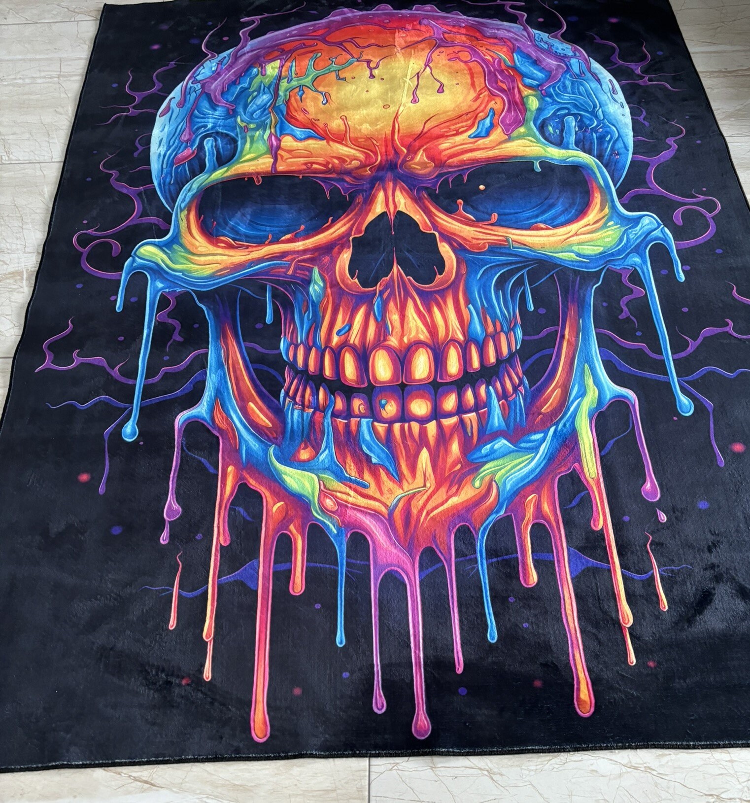 Discover Skull Rug,Neon Skull  Rug, Horror Rug, Modern Skull Rug, Fantastic Rug, Non-Slip Floor Rug, Custom Rug, Home Decor Rug, For Living Room Rug