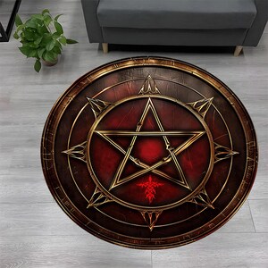 Tappeto rotondo pentagramma: decorazione con simbolo di protezione gotica