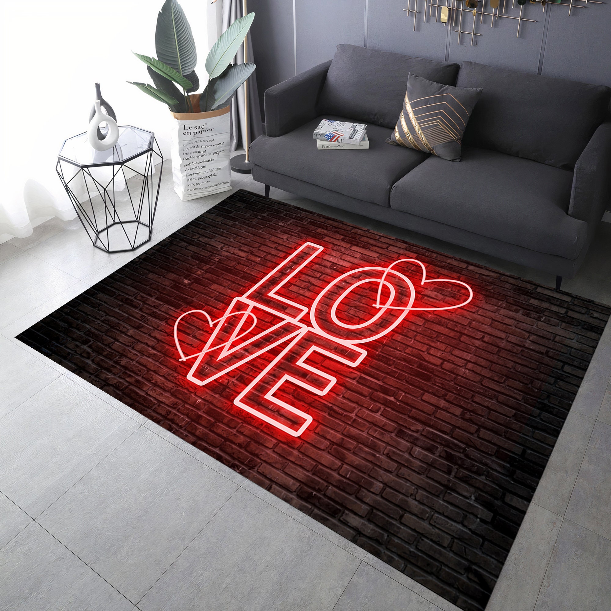 Discover Heart Theme Rug, Love Themed Rug, Sparkly Rug, Red Rose Rug, Valentine's Day Rug, Valentines Day, Valentines Rug, Love Rug, Romantic Rug