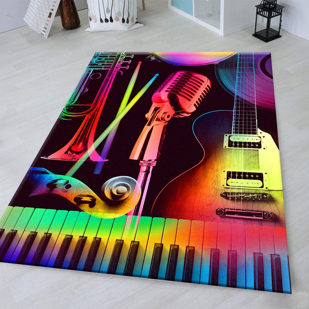 Music Rug, Musical Instrument Rug, Modern Design, Creative Rug, Modern