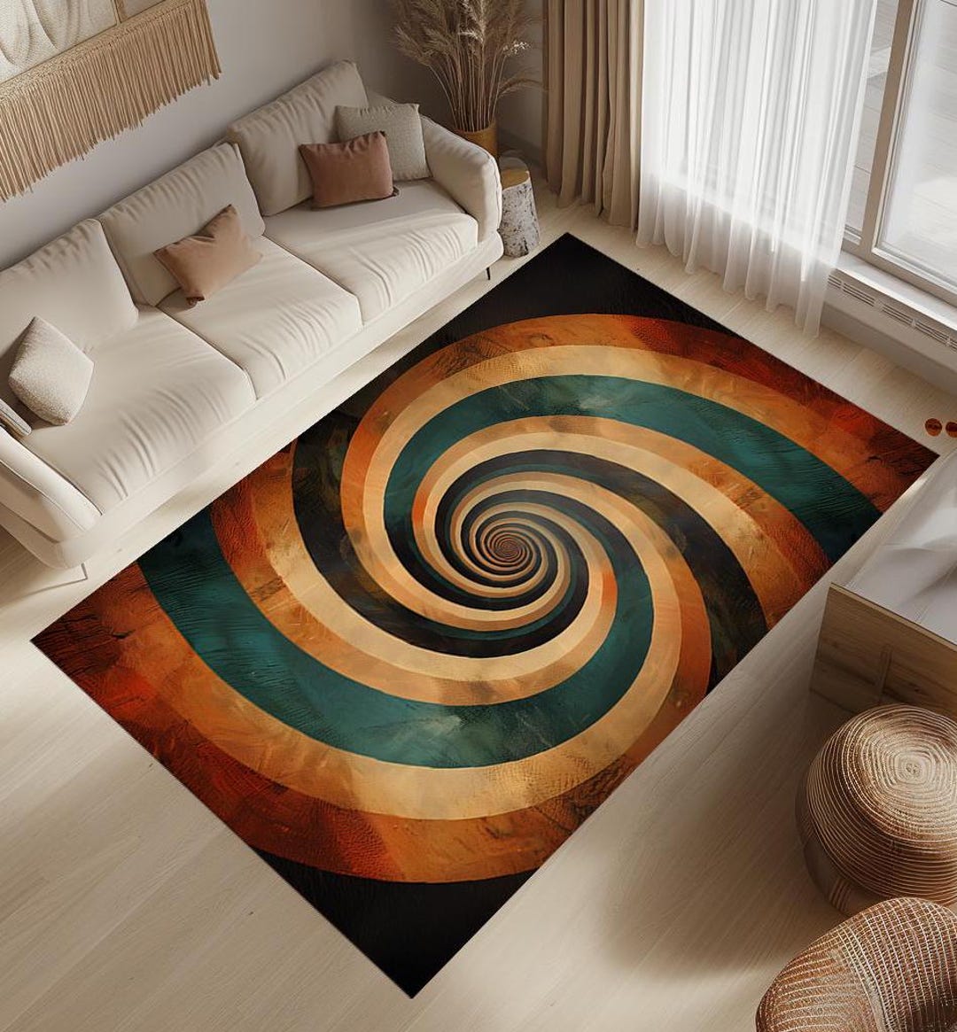 Retro Vortex Area Rug: 3D Print Optical Illusion - Etsy