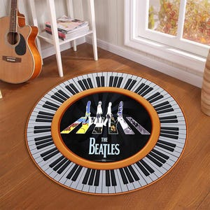 The Beatles Round Rug, The Beatles Rug, The Beatles, Round Rug, Fan Rug, The Beatles Pattern Round Rug,Popular Rug,Plaque Rug,Music Room Rug