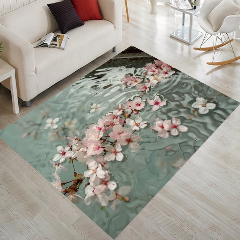 Pink Cherry Blossom Area Rug: Floral Spring Home Decor - Etsy