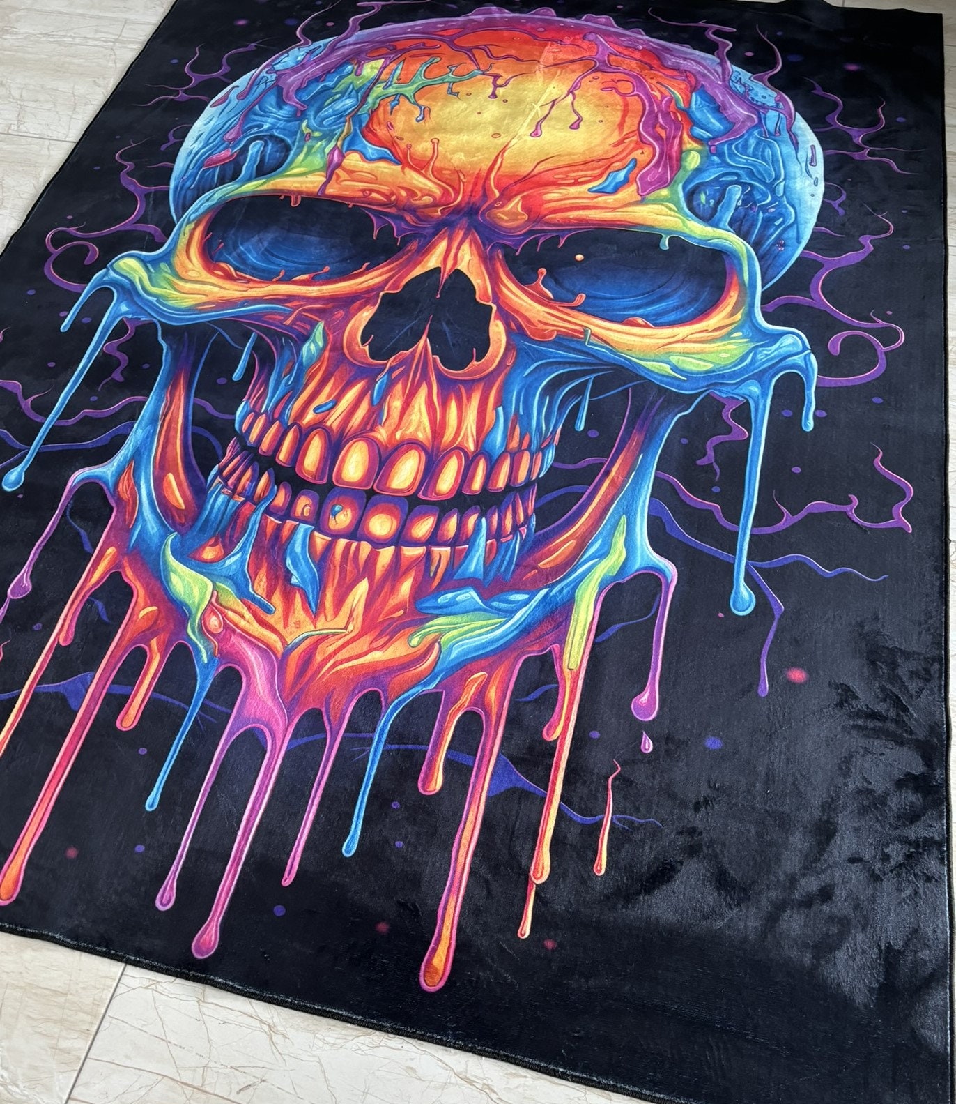 Discover Skull Rug,Neon Skull  Rug, Horror Rug, Modern Skull Rug, Fantastic Rug, Non-Slip Floor Rug, Custom Rug, Home Decor Rug, For Living Room Rug