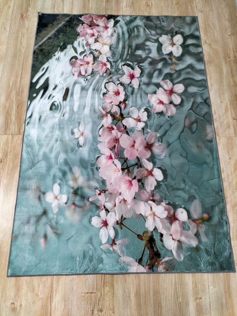 Pink Cherry Blossom Area Rug: Floral Spring Home Decor - Etsy