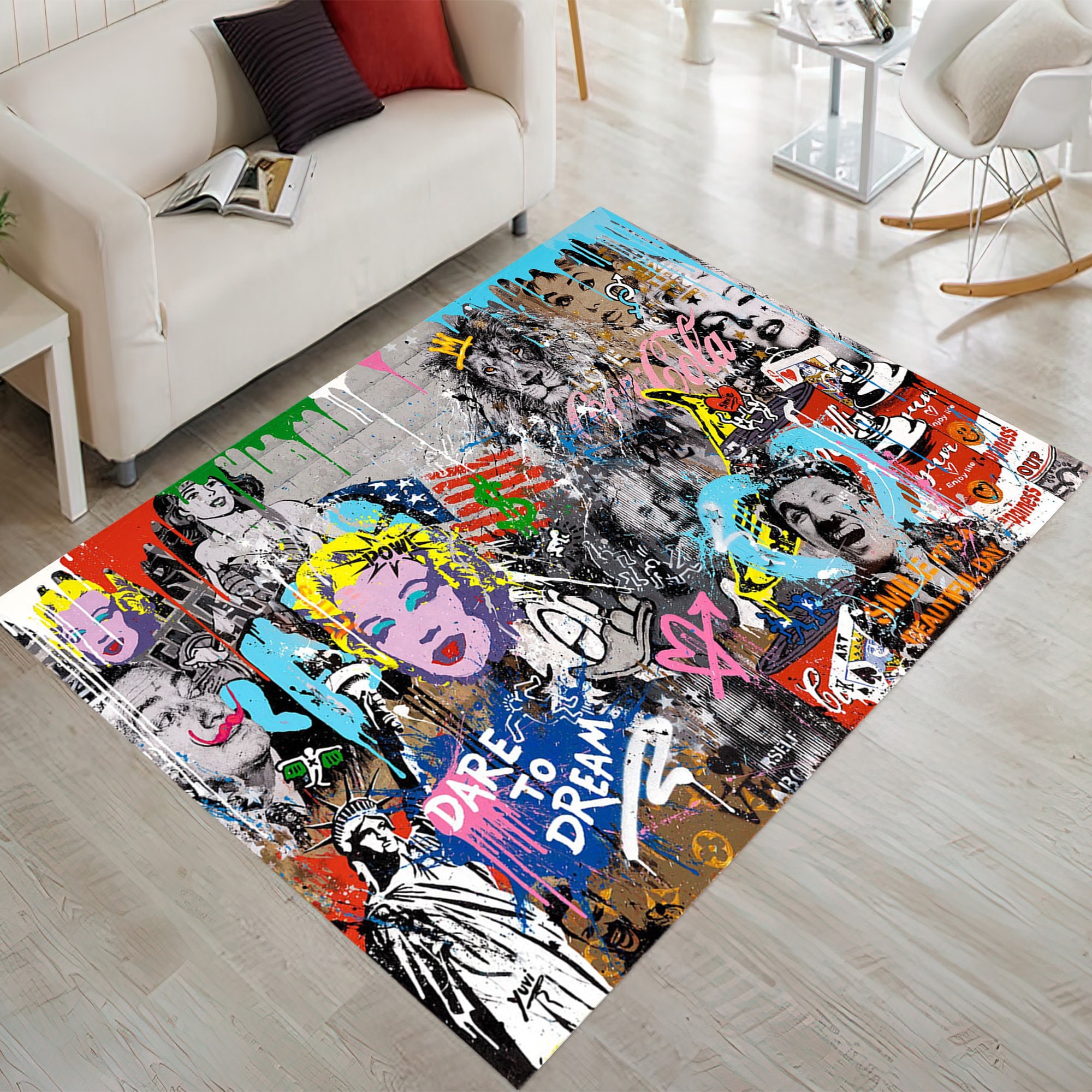 Punk Rugs Pop Art Marilyn Monroe Rug: Colorful Graffiti Style Modern Rug - Etsy
