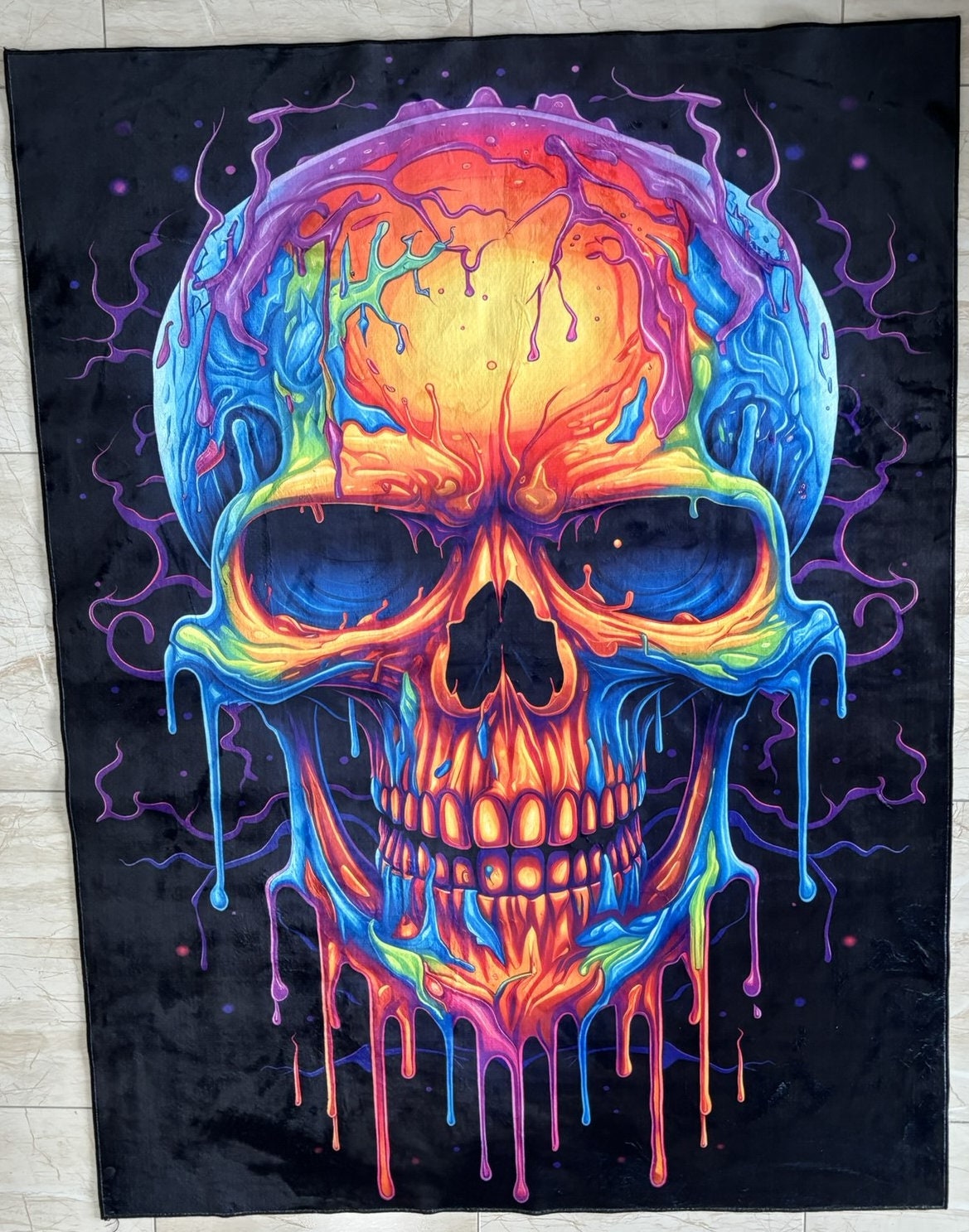 Discover Skull Rug,Neon Skull  Rug, Horror Rug, Modern Skull Rug, Fantastic Rug, Non-Slip Floor Rug, Custom Rug, Home Decor Rug, For Living Room Rug