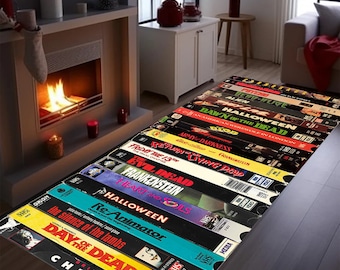 Nostalgic Retro Style Rug, Runner Rug, Horror Movie Themed Rug,Entry Rug,Hallway Runner Rug,Horror Movie Carpet, Long Rug, Nostalgic Vhs Rug
