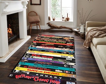 Nostalgic Vhs Rug, Nostalgic Retro Style Rug, Horror Movie Themed Rug, Horror Movie Rug,Movie Rug, Cinema Room Rug,Horror Rug,Movie Room Rug