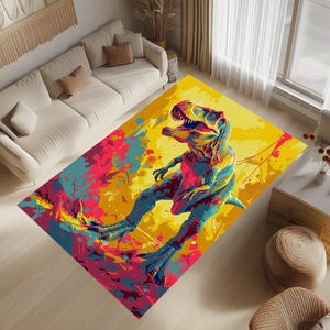 Colorful Dinosaur Rug, Animal Print Rug, Dinosaur Decor Rug, Kids Room Rug, Home Decor Rug, Dinosaur Area Rug, Color Dinosaur Rug, Dinosaur