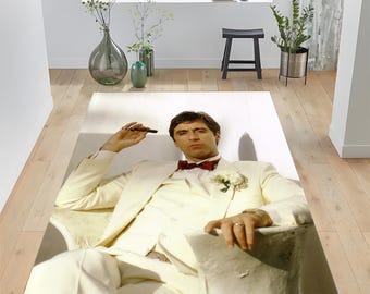 Scarface Rug: Tony Montana Movie Area Rug, Mafia Theme Decor