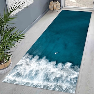 Ocean Wave Runner Rug: Non-Slip Beach Decor
