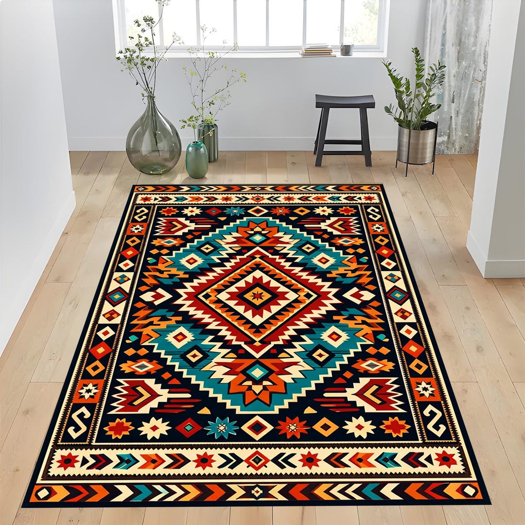 Boho Tribal Rug, Southwestern Aztec Geometric Pattern Area Rug - Etsy